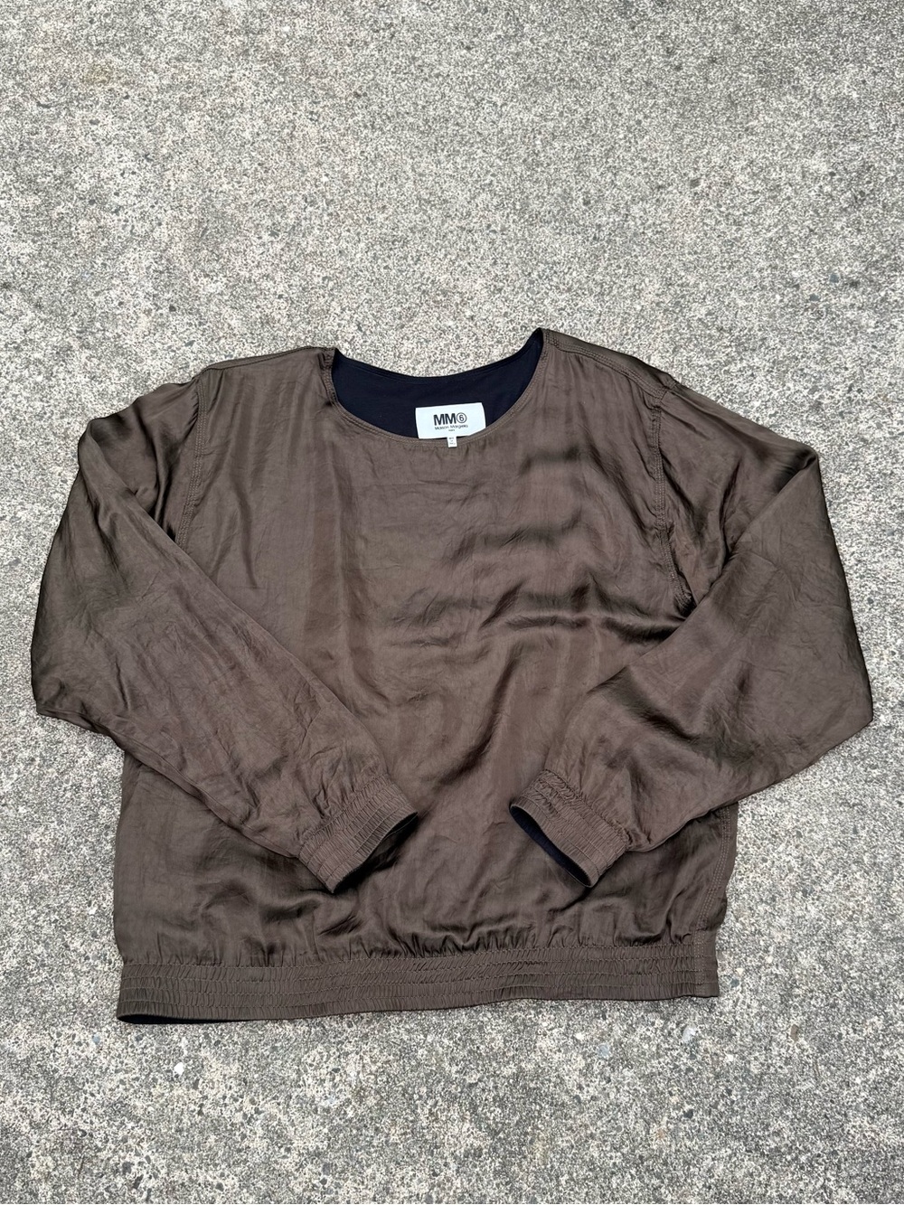 MM6 Maison Martin Margiela Brown Silk Lightweight Crewneck Sweater Unisex Size L